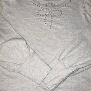 LOFT Light Gray Crew Neck Sweater